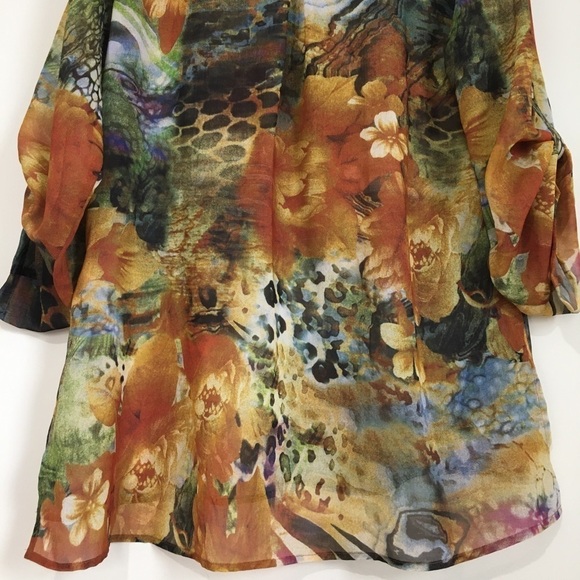 Soft Surroundings Boho Med Orange Multi Popover Embellished Beaded Tunic - Picture 10 of 16